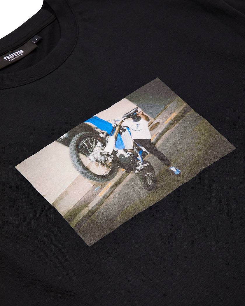 Trapstar London Biker Tee Černé | TS-65282
