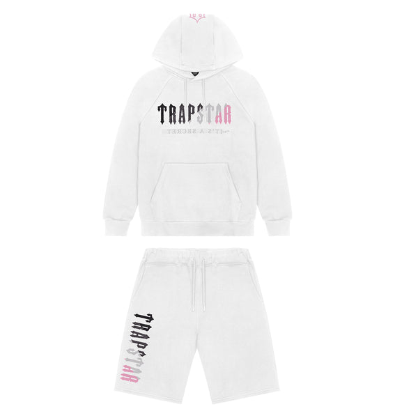 Trapstar London Decoded Hooded Short Bílé Růžové | TS-64928