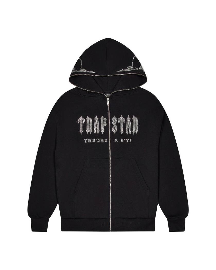 Trapstar London Decoded Skull Diamante Hoodie Černé | TS-65392