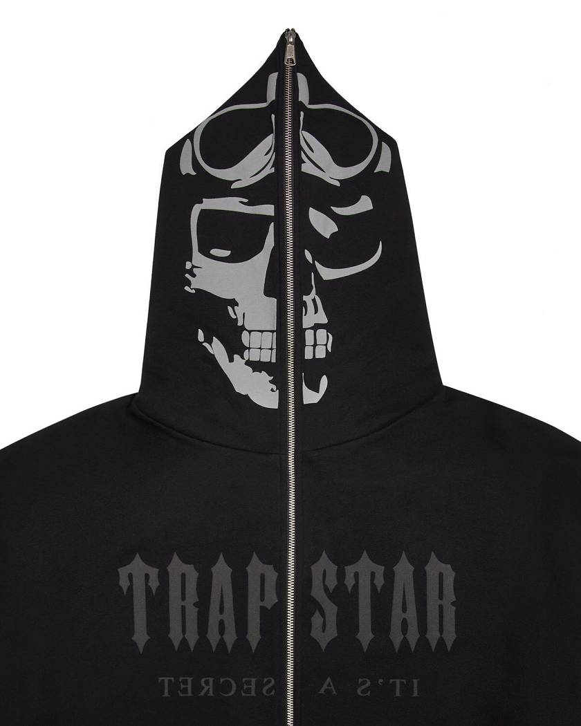 Trapstar London Decoded Skull Rider Hoodie Černé | TS-65341