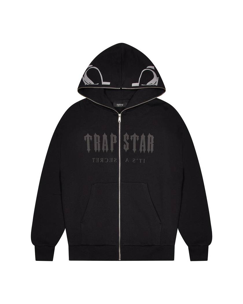 Trapstar London Decoded Skull Rider Hoodie Černé | TS-65341