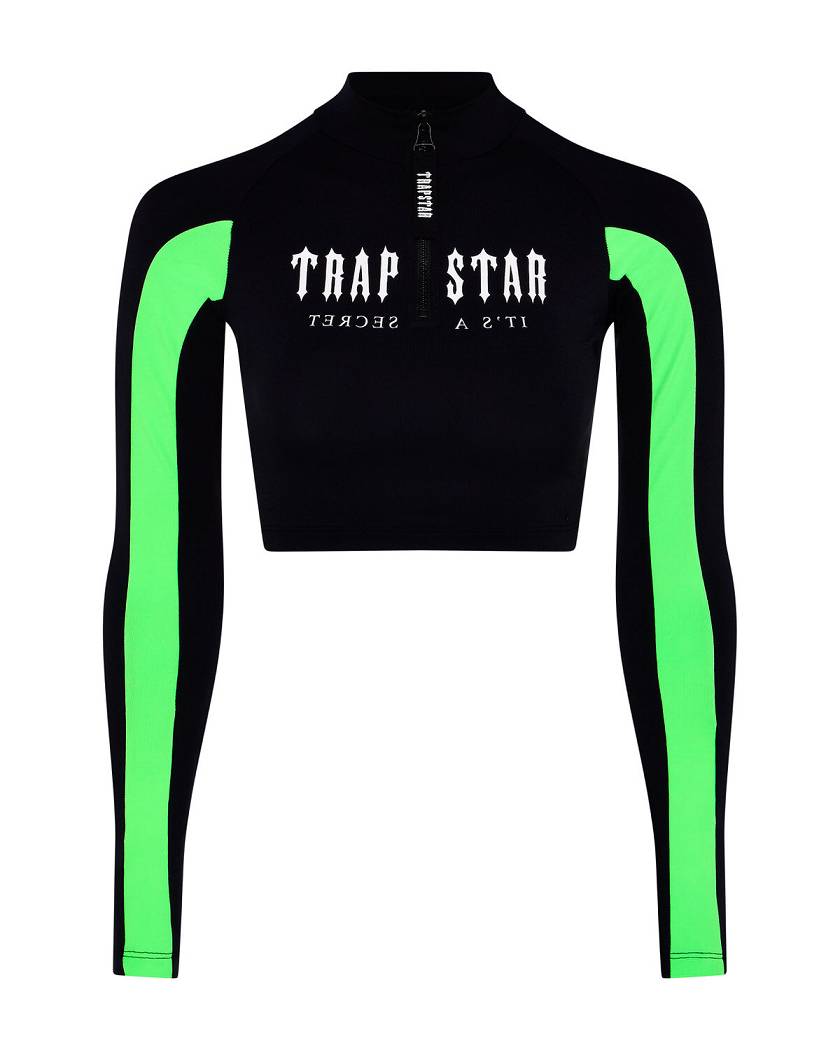 Trapstar London Decoded Zip LS Top Černé Zelene | TS-65114
