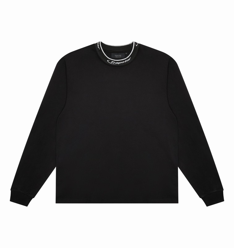 Trapstar London Hyperdrive Collar LS Top Černé Bílé | TS-64974