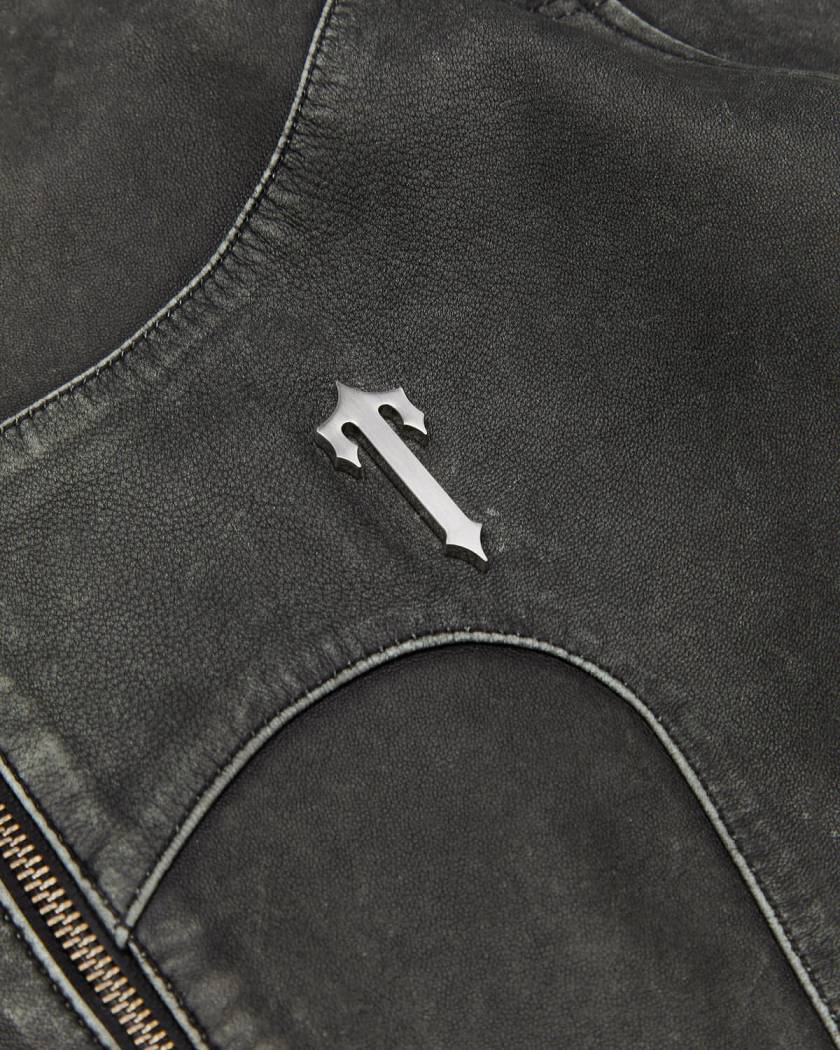 Trapstar London Irongate T Panel Leather Biker Jacket Černé | TS-65457