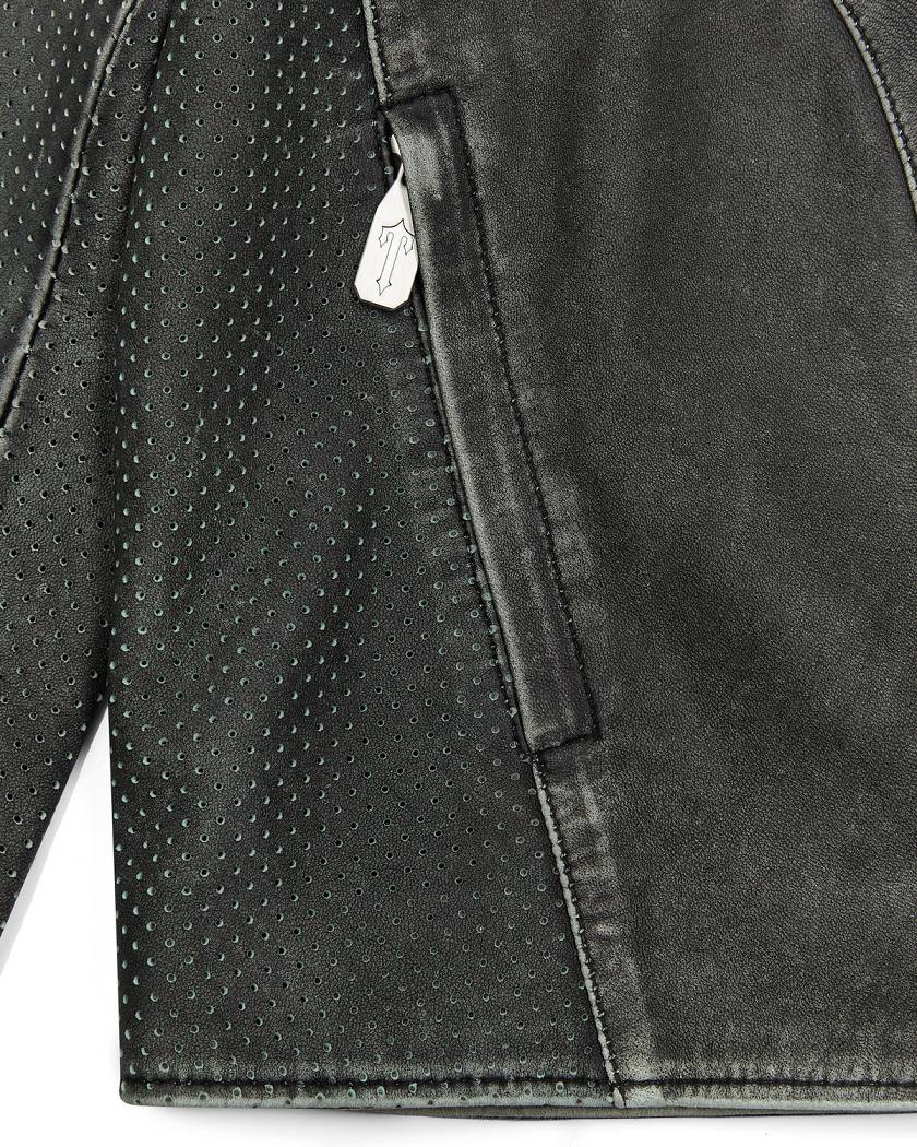 Trapstar London Irongate T Panel Leather Biker Jacket Černé | TS-65457