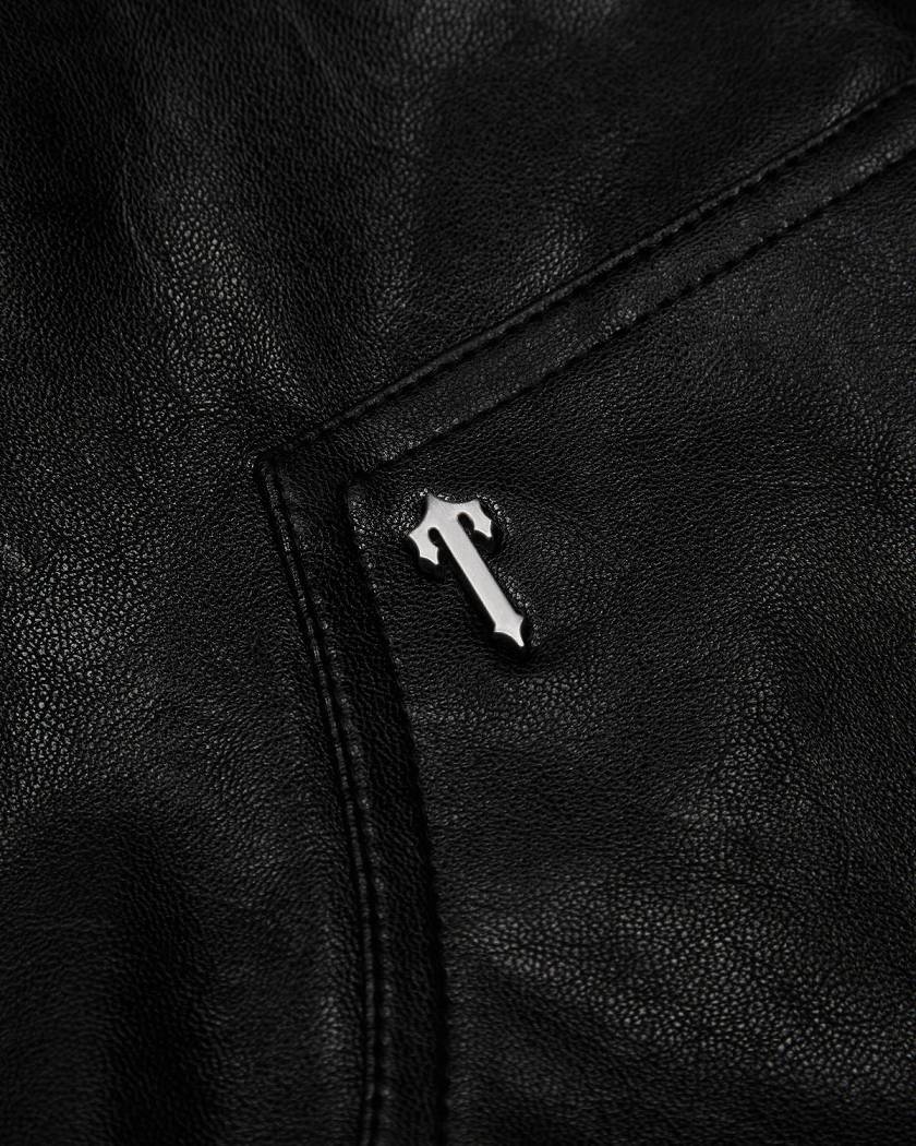 Trapstar London Irongate T Stud Vegan Leather Pants Černé | TS-65112