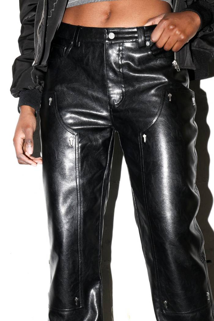 Trapstar London Irongate T Stud Vegan Leather Pants Černé | TS-65112