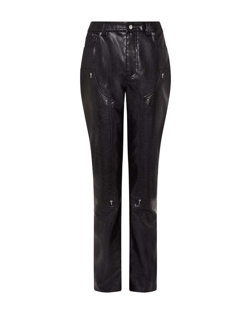 Trapstar London Irongate T Stud Vegan Leather Pants Černé | TS-65112