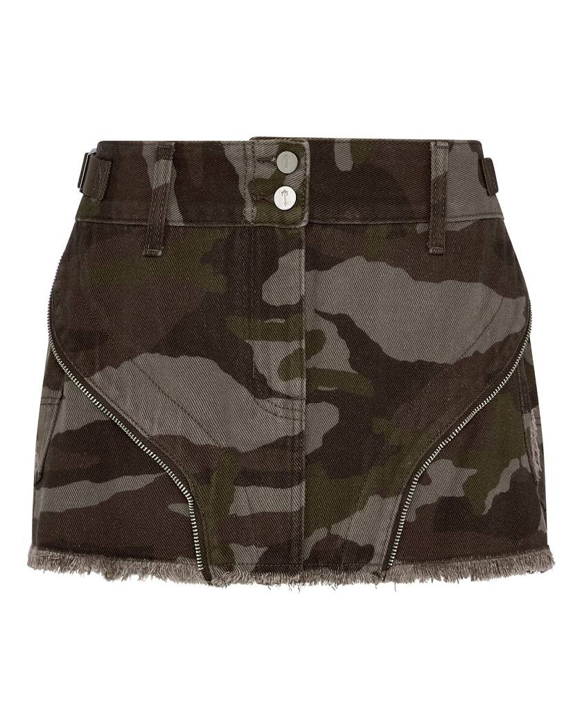 Trapstar London Irongate T Womens Denim Zip Detail Mini Skirt Hnědé Maskáčové | TS-65099