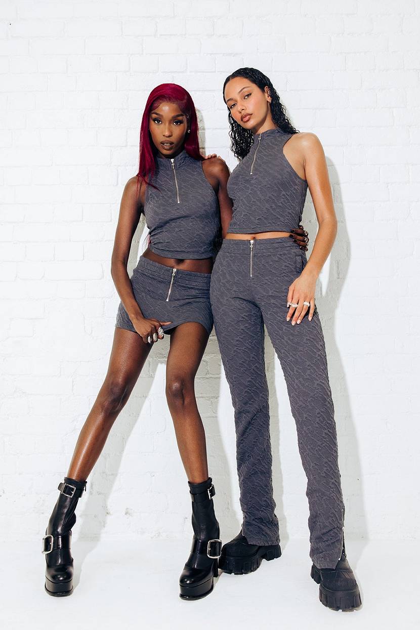 Trapstar London Jacquard Fitted Zip Crop Top Šedé | TS-65123