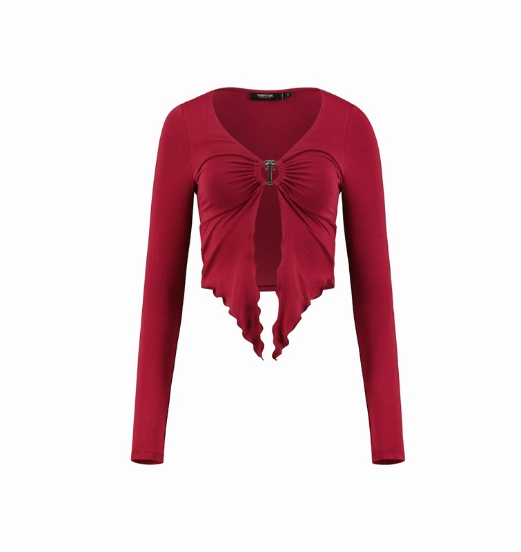Trapstar London Long Sleeve Wing Červené | TS-64782