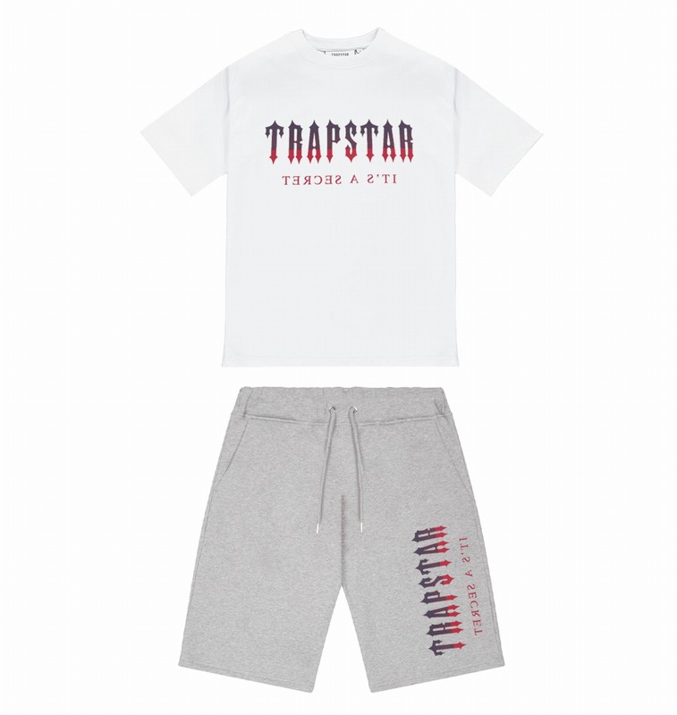 Trapstar London Oversized Decoded Shorts Šedé Červené | TS-64912