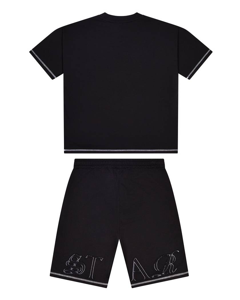 Trapstar London Patchwork Script Shorts- Black Černé | TS-65295