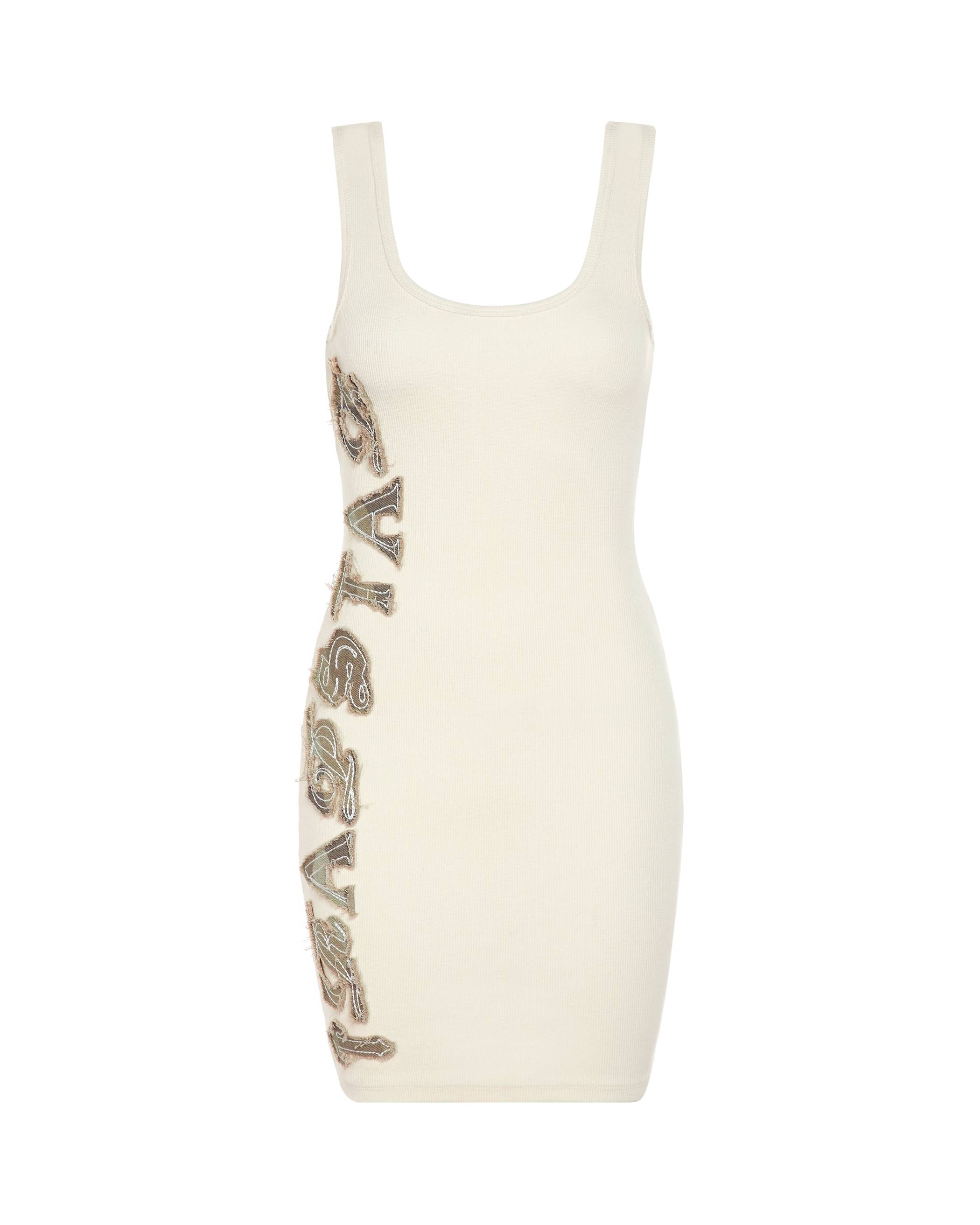Trapstar London Script Denim Applique Tank Dress Bílé | TS-65106