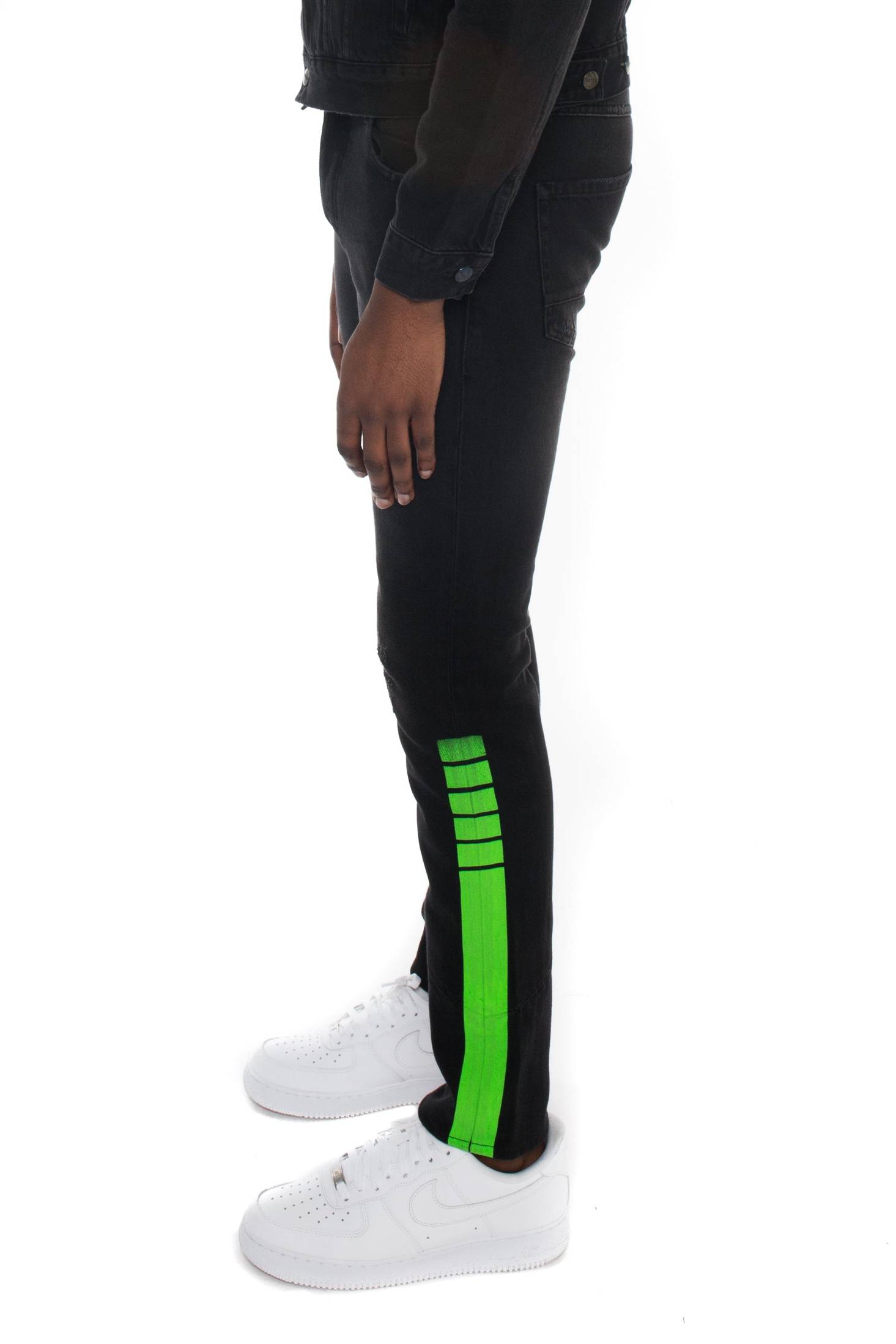 Trapstar London Stripe Denim Jeans Zelene | TS-65320