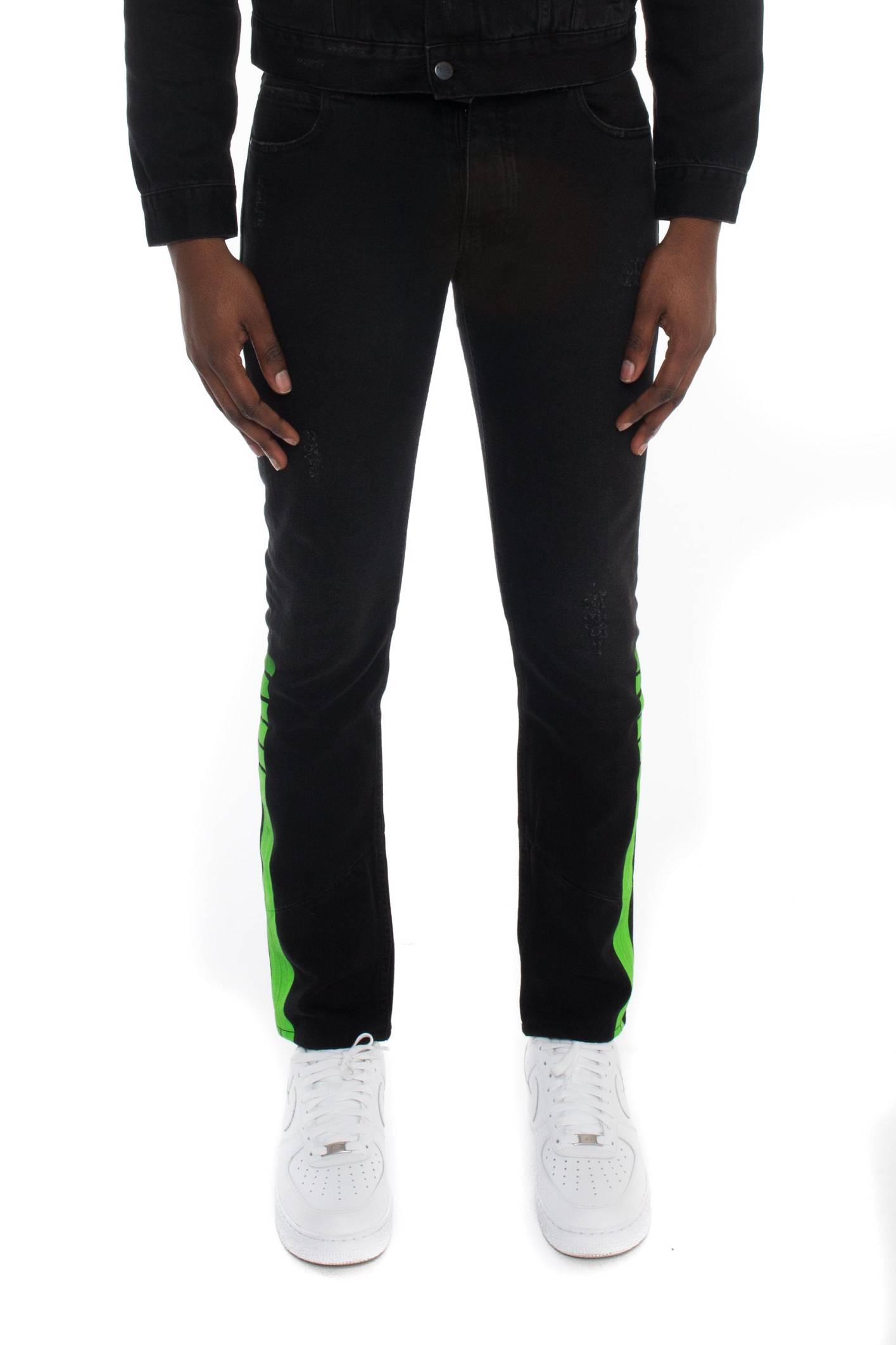Trapstar London Stripe Denim Jeans Zelene | TS-65320