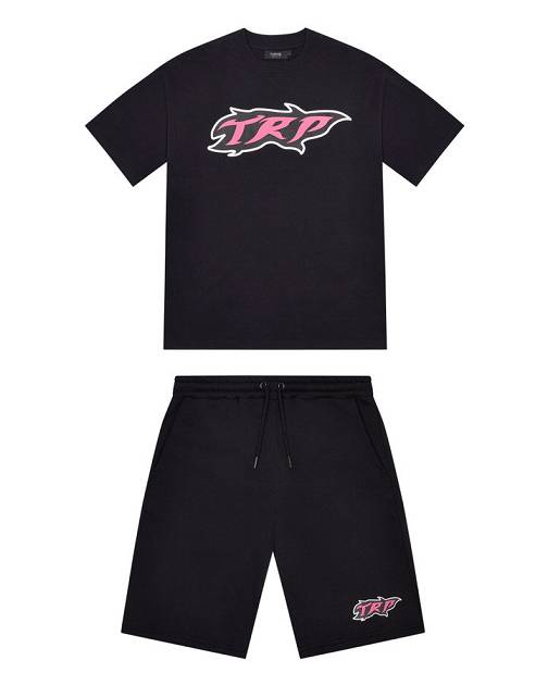Trapstar London TRP Flame Shorts Černé Růžové | TS-65296