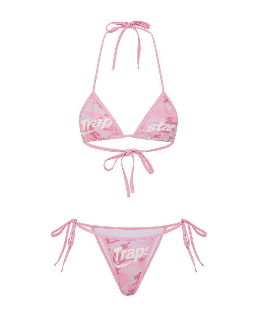 Trapstar London Womens Hyperdrive Bikini Tie Side Bottoms Růžové | TS-65093