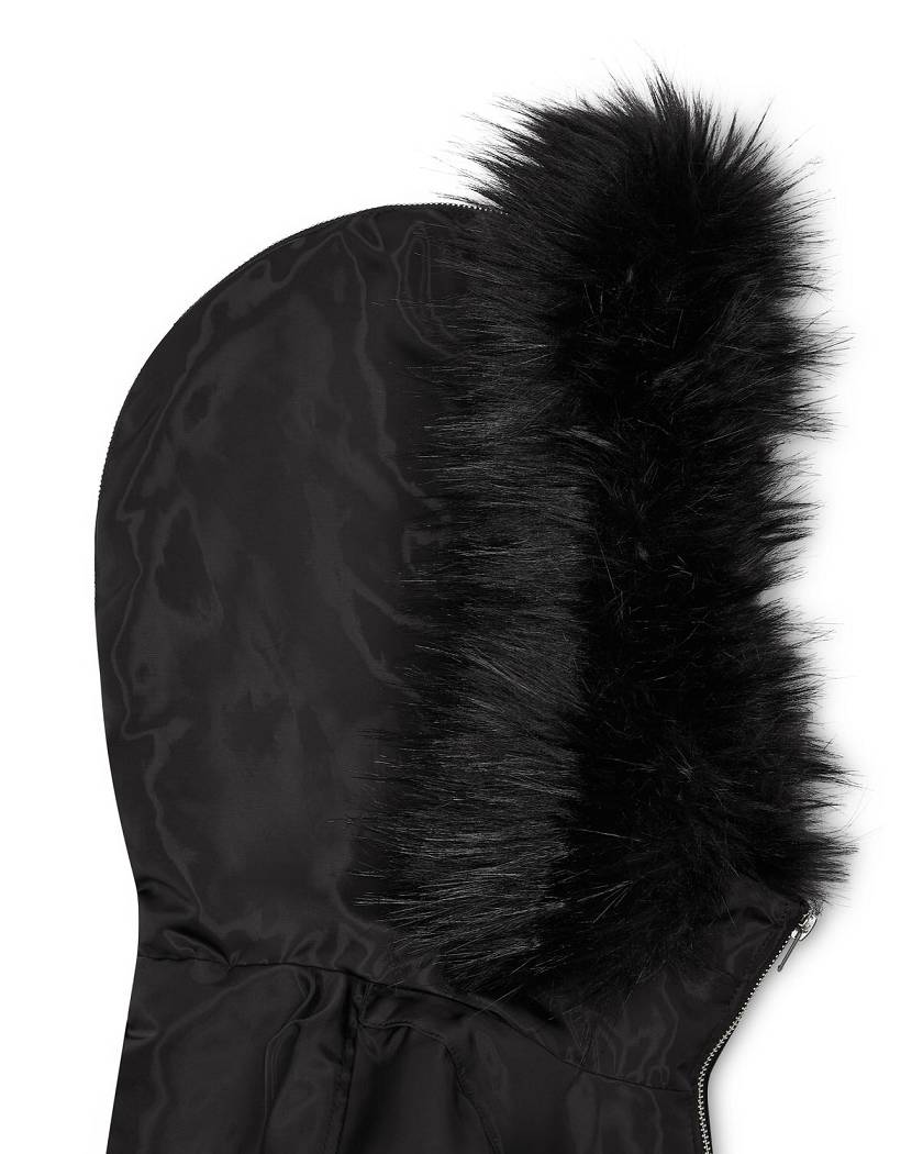 Trapstar London Women’s Script Fur Hood Bomber Černé | TS-65162