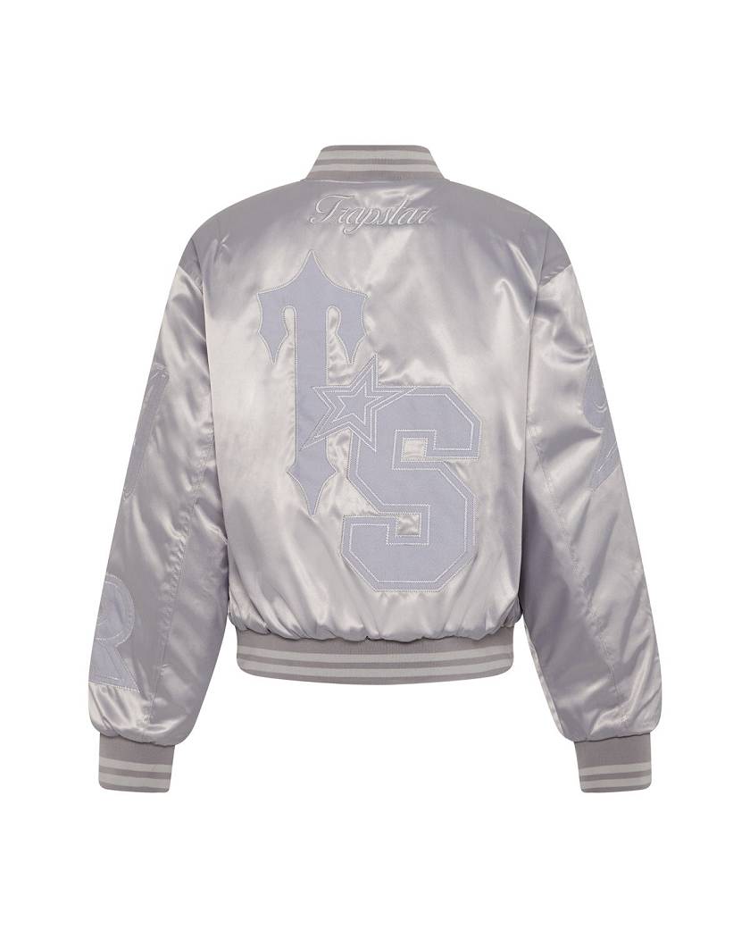 Trapstar London Women’s Wildcard Stadium Jacket Stříbrné | TS-65164