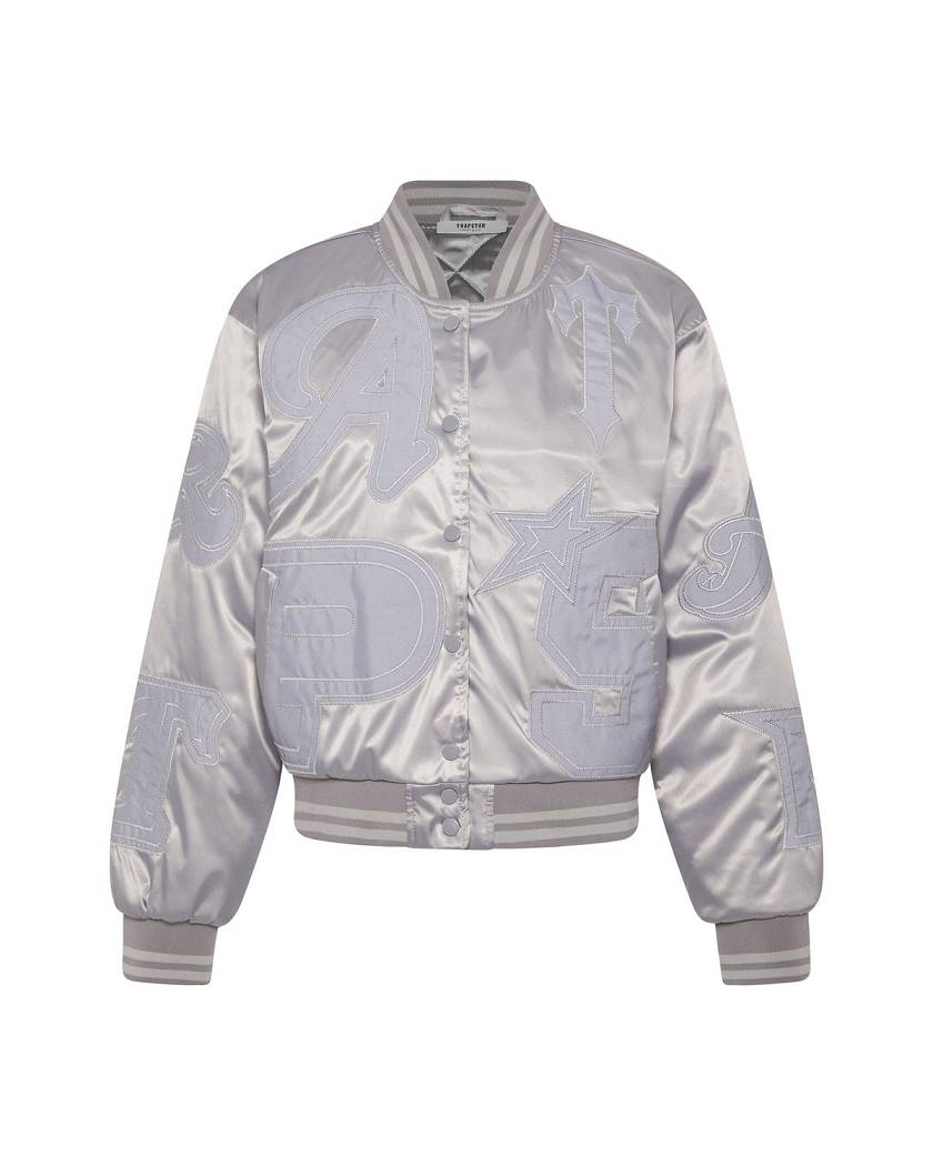 Trapstar London Women’s Wildcard Stadium Jacket Stříbrné | TS-65164