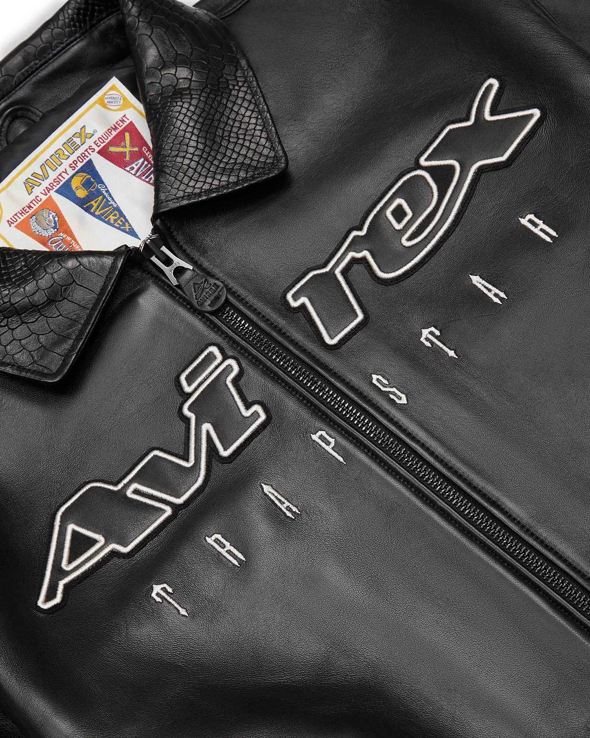 Trapstar London x Avirex Leather Jacket Černé | TS-65429