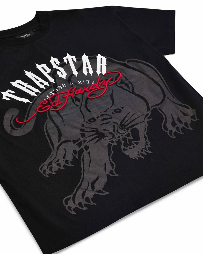 Trapstar London x Ed Hardy Arch Tee Černé | TS-65234