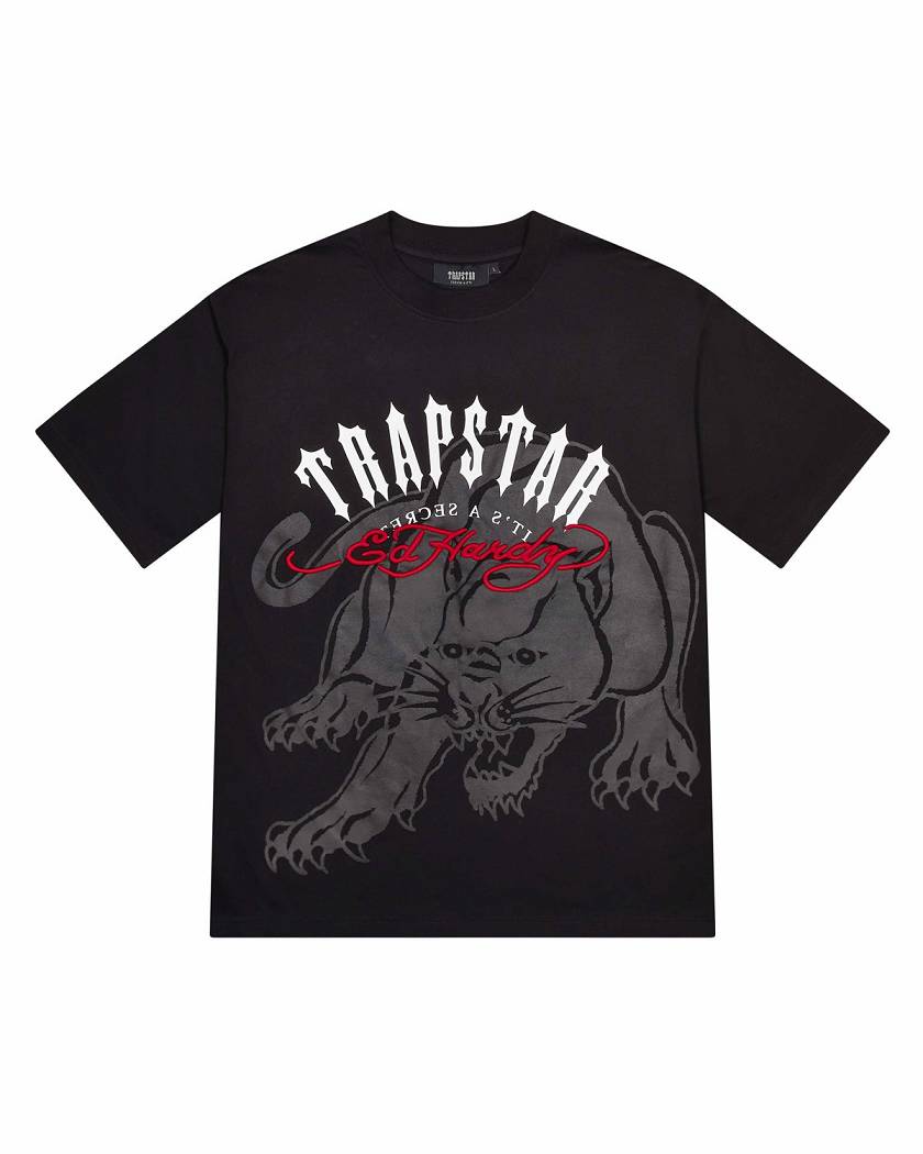Trapstar London x Ed Hardy Arch Tee Černé | TS-65234