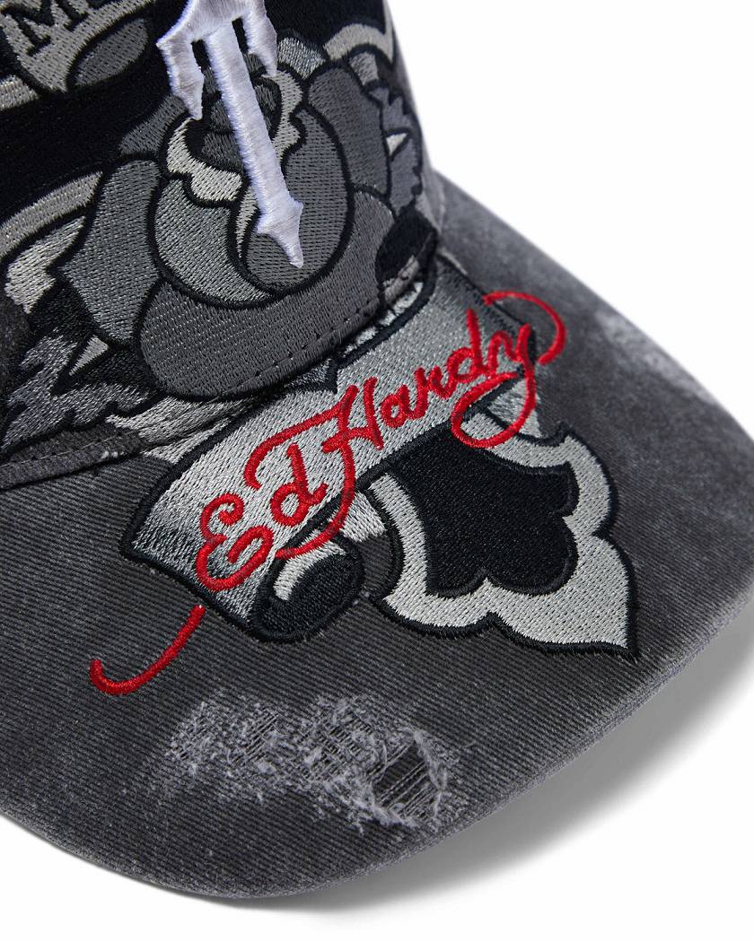 Trapstar London x Ed Hardy Cross Cap Šedé | TS-65077