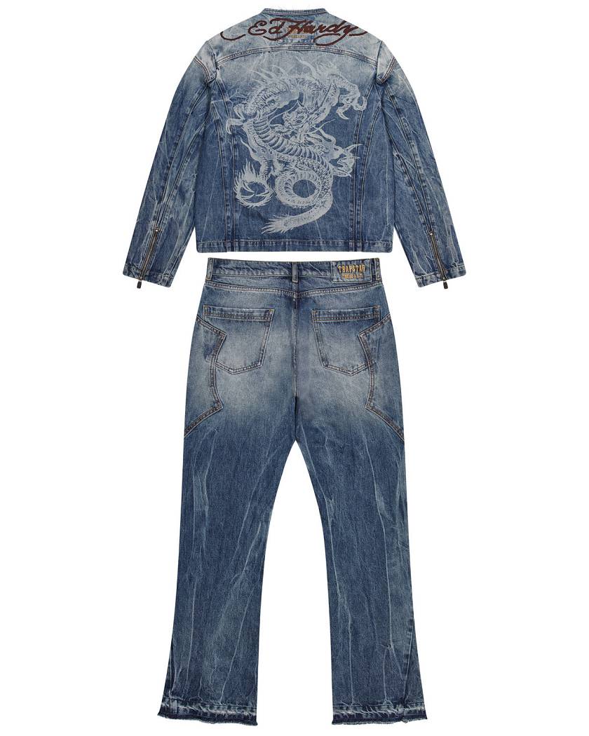 Trapstar London x Ed Hardy Denim Jacket Blankyt | TS-65458