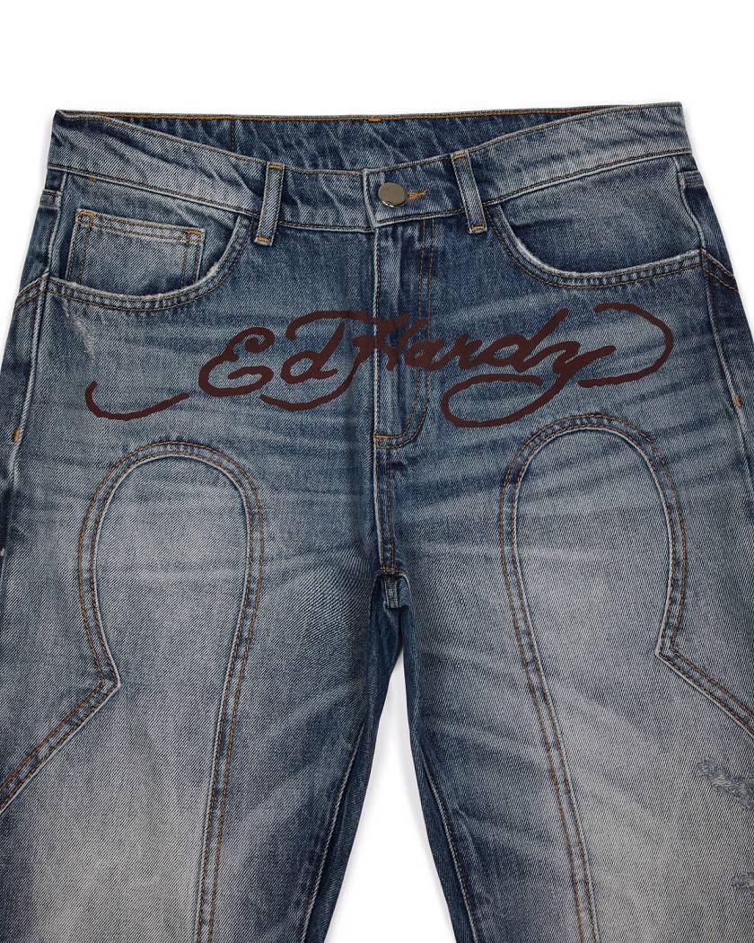 Trapstar London x Ed Hardy Denim Jeans Blankyt | TS-65318