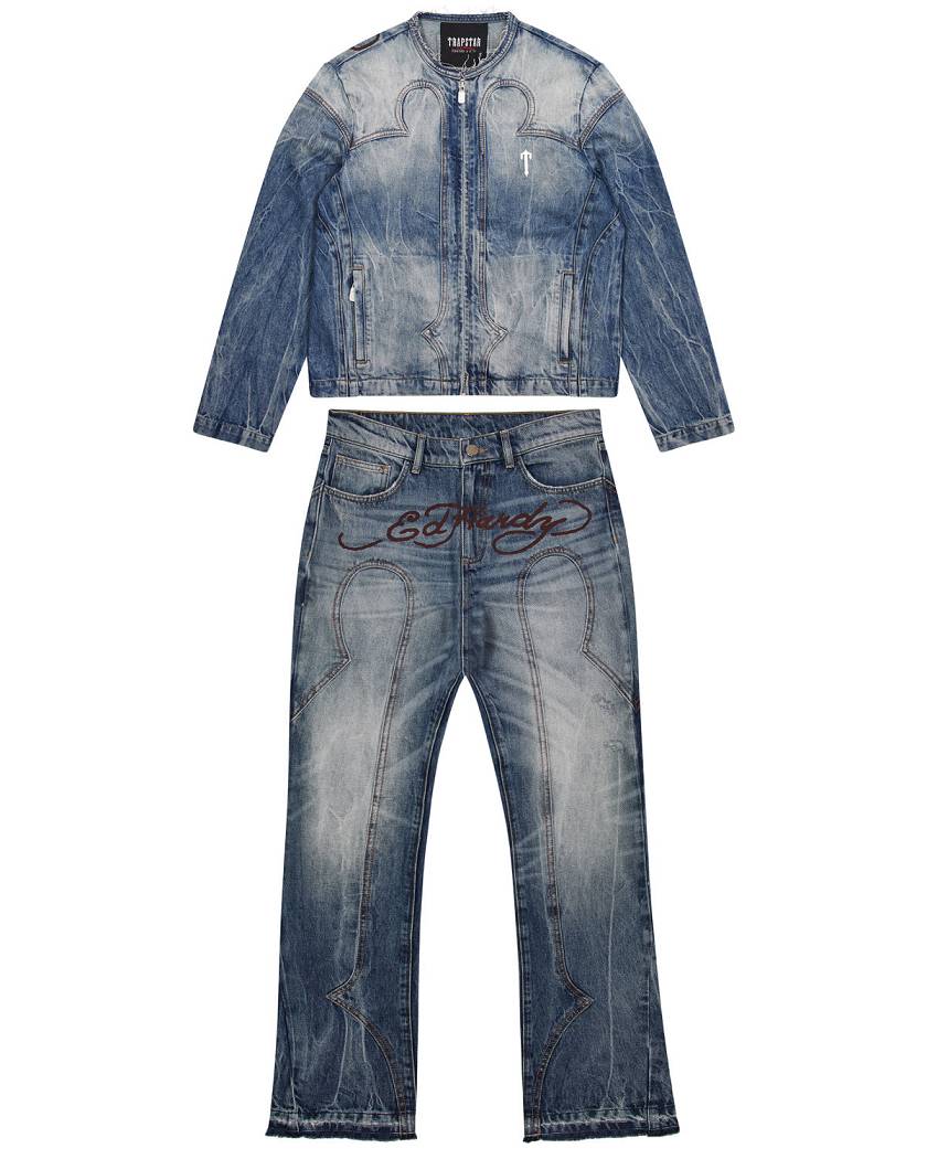Trapstar London x Ed Hardy Denim Jeans Blankyt | TS-65318