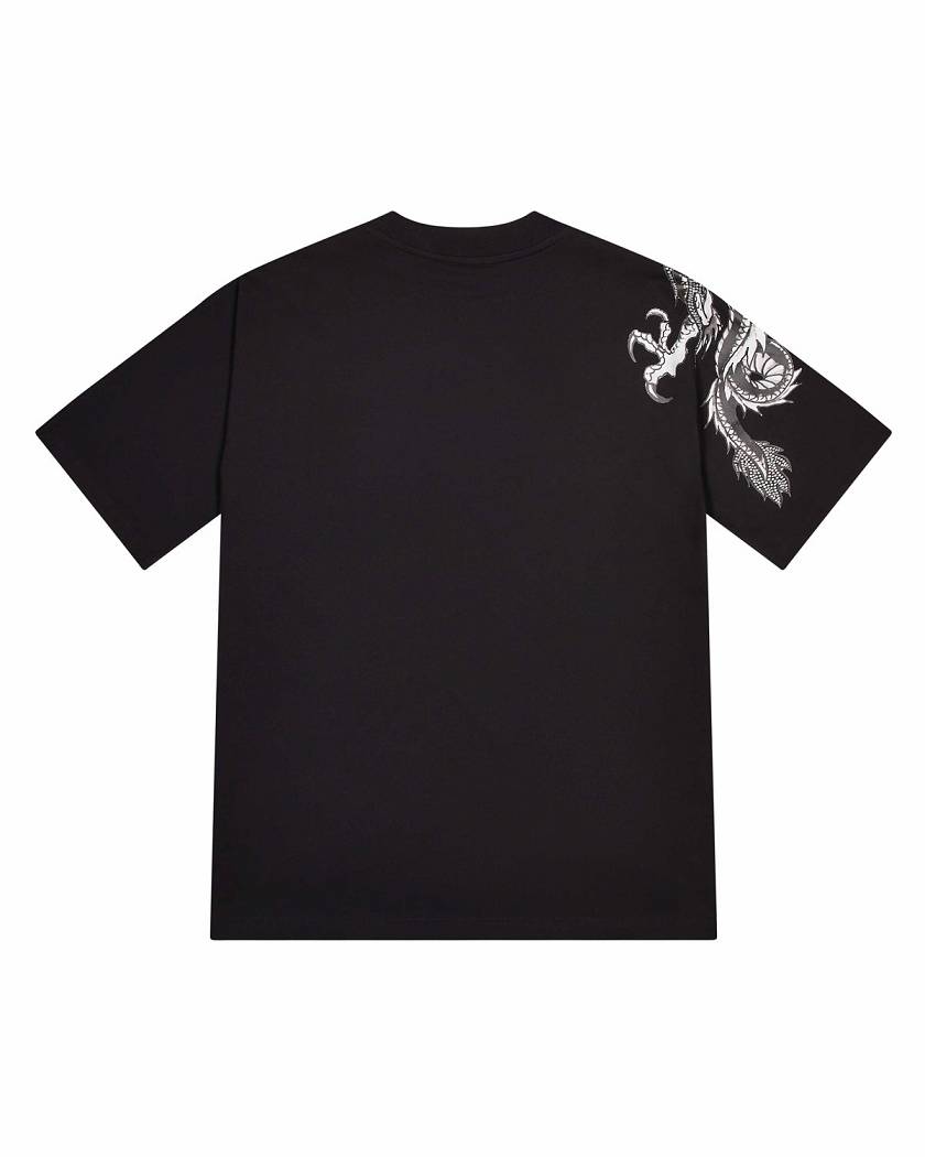 Trapstar London x Ed Hardy Dragon Tee with Diamanté Černé | TS-65231