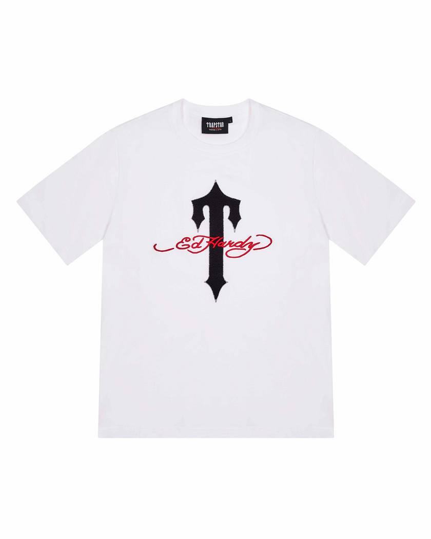Trapstar London x Ed Hardy Ironagte T Tee Bílé | TS-65236