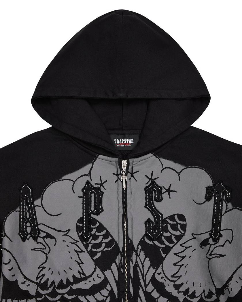 Trapstar London x Ed Hardy Irongate Zip Through Hoodie Černé | TS-65407