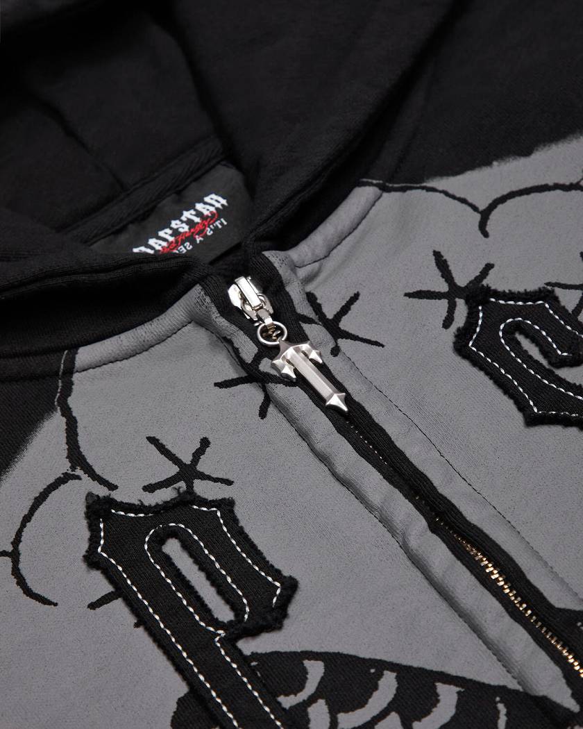 Trapstar London x Ed Hardy Irongate Zip Through Hoodie Černé | TS-65407