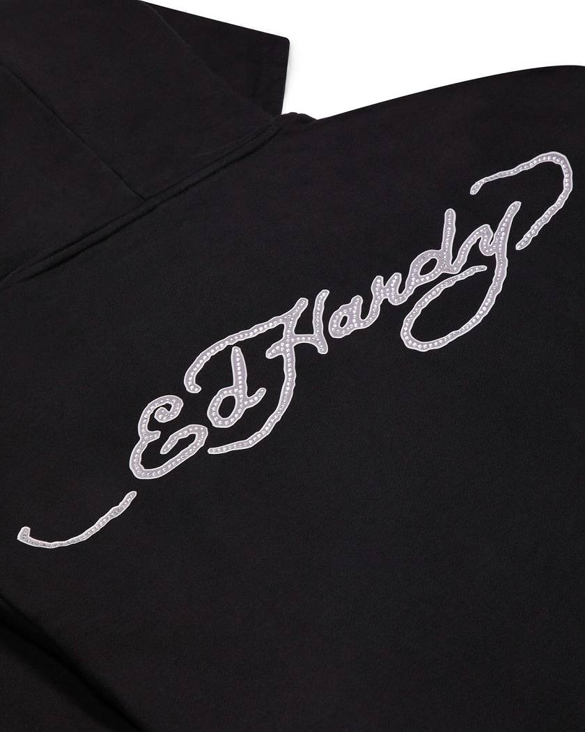 Trapstar London x Ed Hardy Irongate Zip Through Hoodie Černé | TS-65407