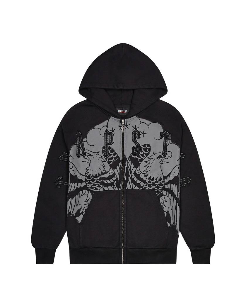 Trapstar London x Ed Hardy Irongate Zip Through Hoodie Černé | TS-65407