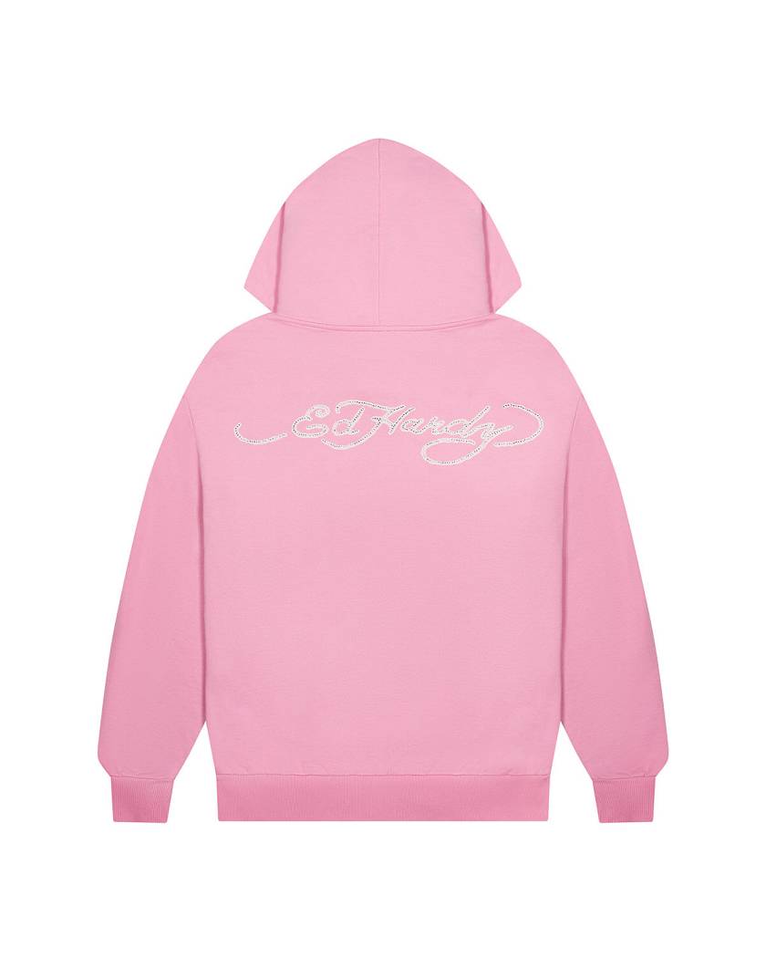 Trapstar London x Ed Hardy Irongate Zip Through Hoodie Růžové | TS-65367