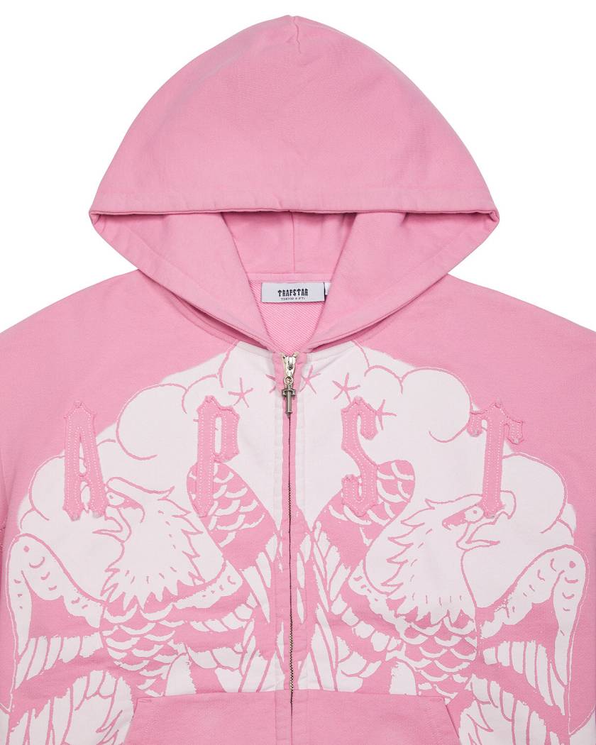 Trapstar London x Ed Hardy Irongate Zip Through Hoodie Růžové | TS-65367