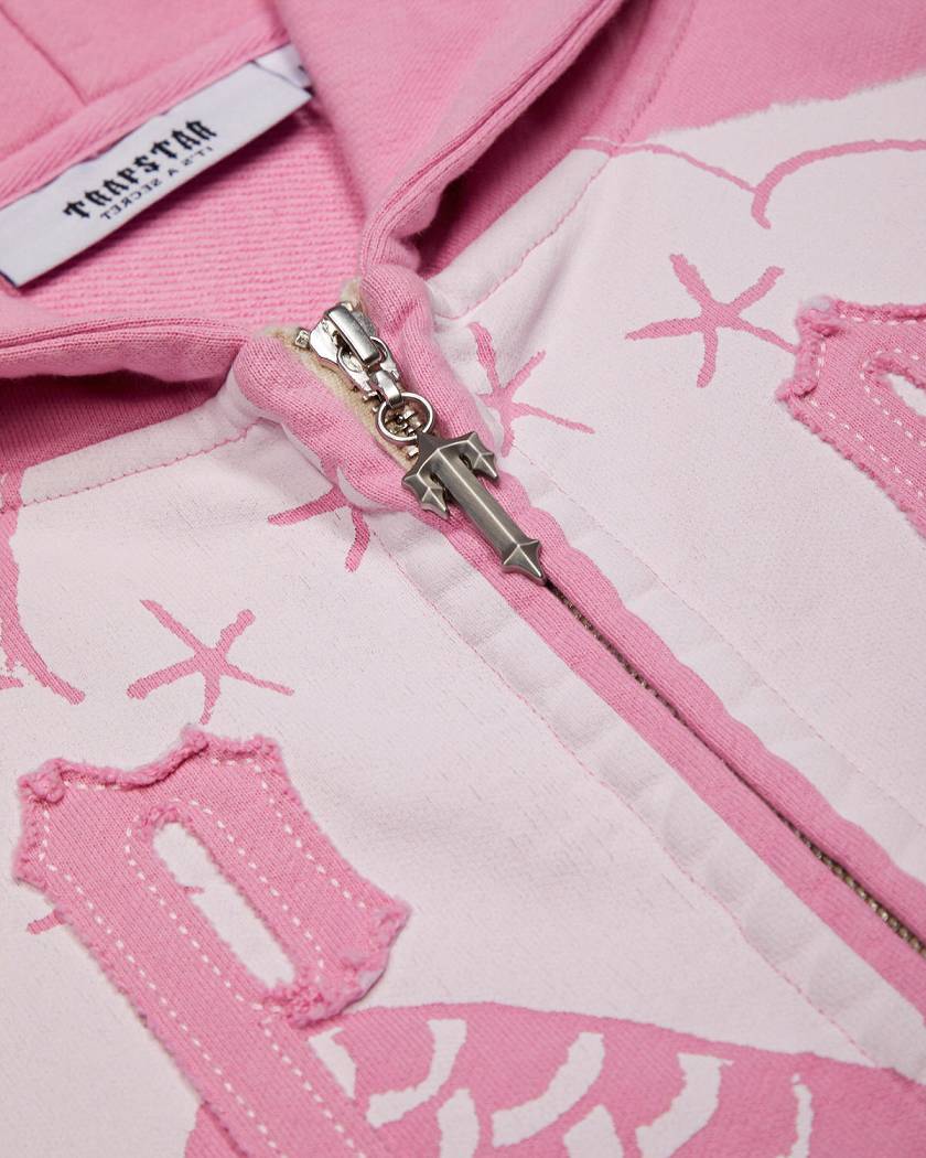 Trapstar London x Ed Hardy Irongate Zip Through Hoodie Růžové | TS-65367