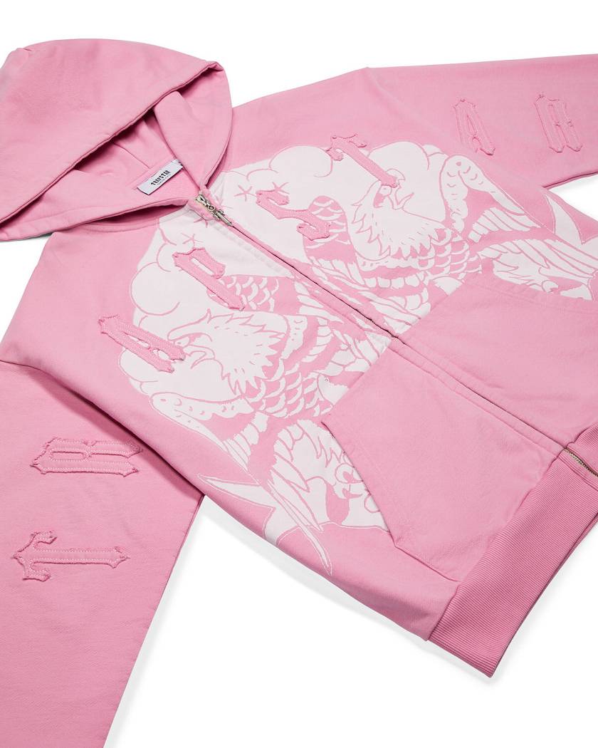 Trapstar London x Ed Hardy Irongate Zip Through Hoodie Růžové | TS-65367