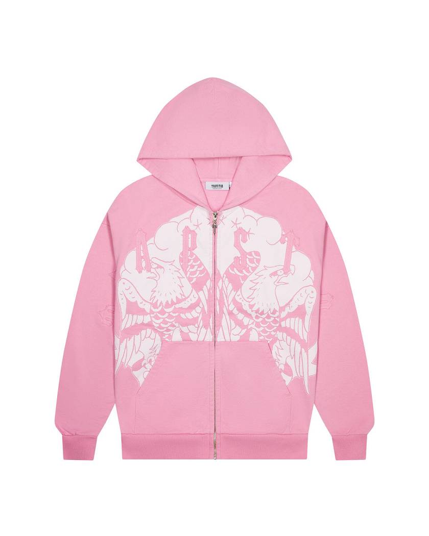 Trapstar London x Ed Hardy Irongate Zip Through Hoodie Růžové | TS-65367