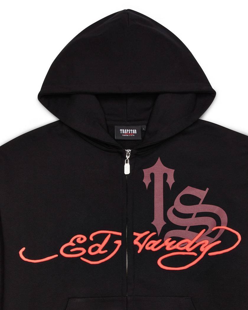 Trapstar London x Ed Hardy Script Hoodie Černé | TS-65404