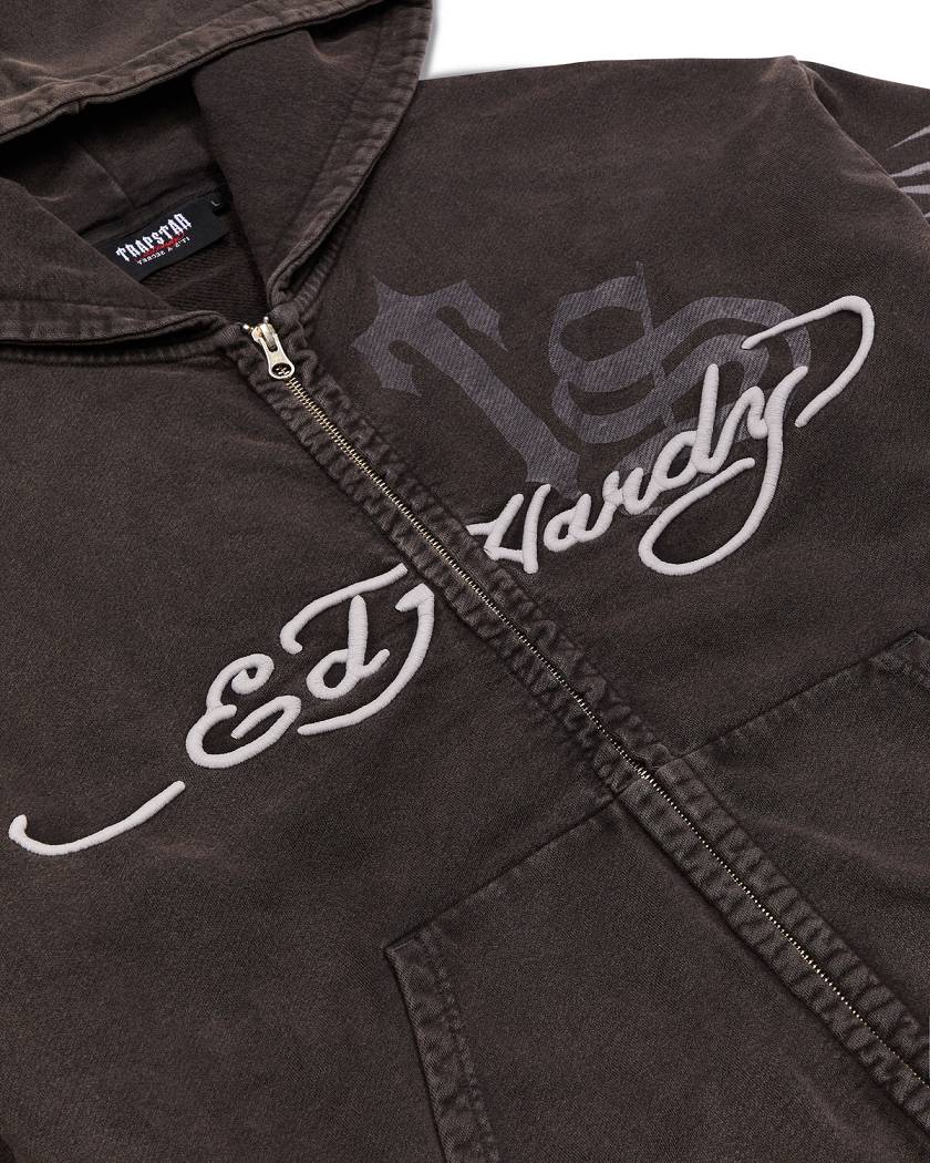 Trapstar London x Ed Hardy Script Hoodie Šedé | TS-65365