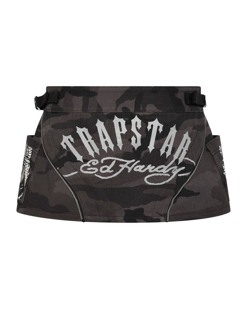 Trapstar London x Ed Hardy Skirt Černé Maskáčové | TS-65100